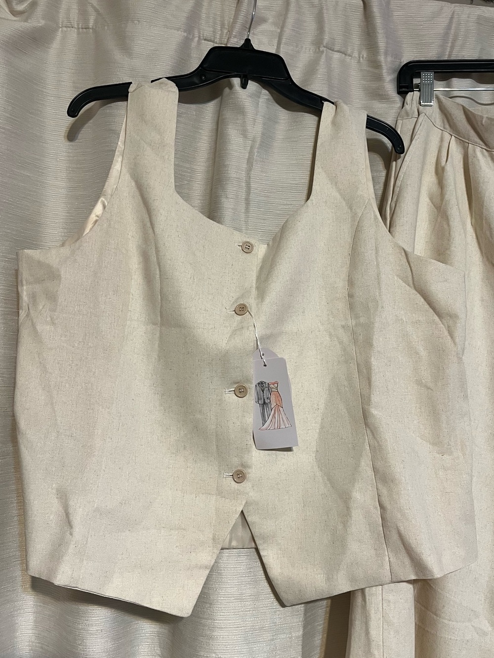 NWT XXL Two-Piece Linen Blend Vest and Wide Leg Pants Set from Beautiful - Picture 5 of 7